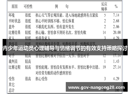 青少年运动员心理辅导与情绪调节的有效支持策略探讨